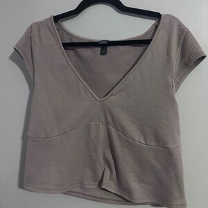 Wild fable  Tan Fitted Crop Top Short Sleeve